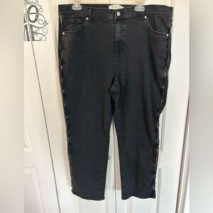 TWRHLL by Christie Brinkley Jeans Black Gold Side Seam Size 16W